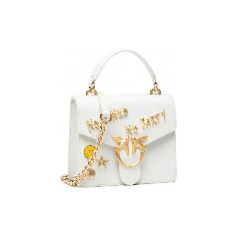 PINKO Cow Leather Bird Bag Swallow Bag Handbag Mini Women's White-2