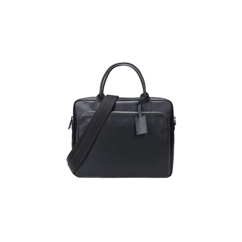 LONGCHAMP Baxi Cow Leather Briefcase, Shoulder Bag, Crossbody Bag, Handbag Small Size Men's Black-0