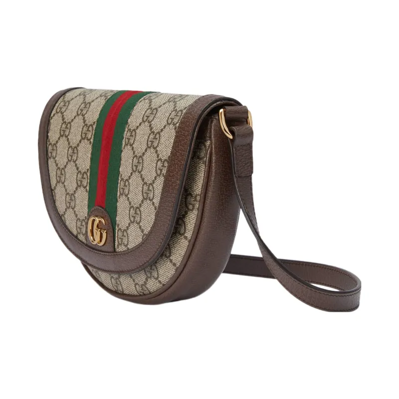 GUCCI Ophidia Canvas With Leather Shoulder Bag Crossbody Bag Mini Women's Brown-1