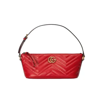 GUCCI GG Marmont Leather Handbag Shoulder Bag Women's Red