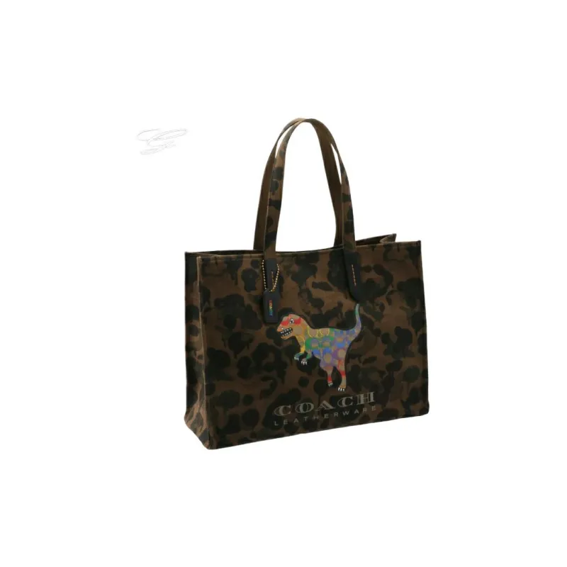 COACH Recycled Tote Eco Friendly Material Canvas Tote Bag, Shopping Bag, Handbag, Shoulder Bag Men's Brown Camouflage-1
