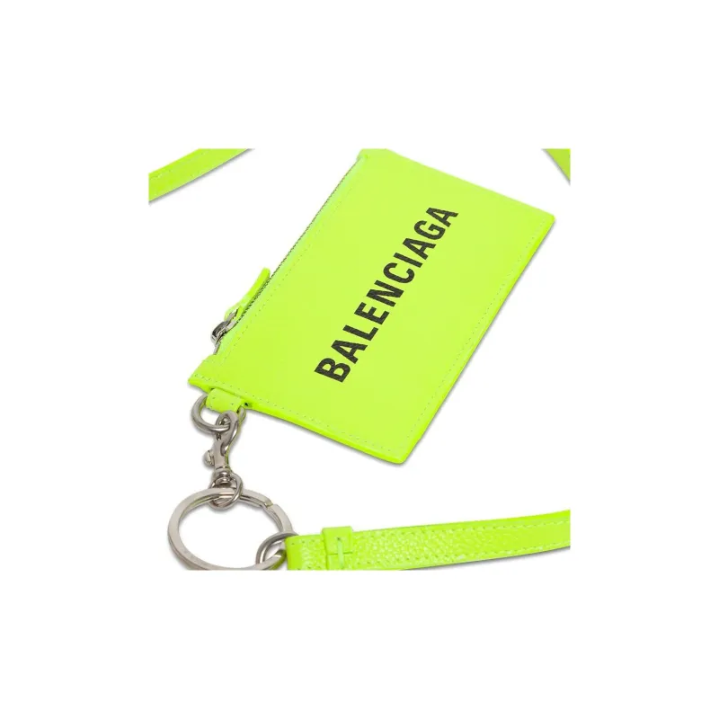 Balenciaga Cash Cow Leather Card Clip Card Holder Men's Fluorescent Yellow-2