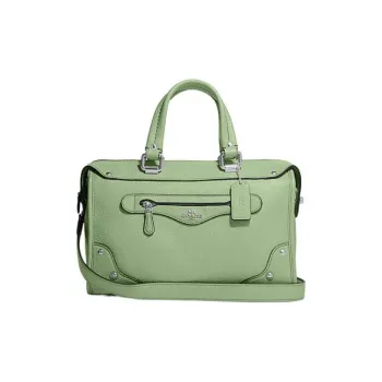 COACH Millie Litchi Grain Leather Boston Bag, Shoulder Bag, Crossbody Bag Tubas Women's Grass Green