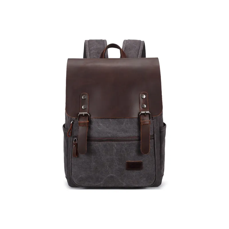 Slazenger Canvas With Top Grain Cow Leather Backpack Regular Unisex Multicolor-5