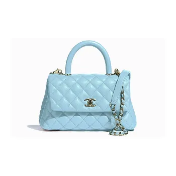 CHANEL Cow Leather One Shoulder Handbags Regular Women's Sky Blue