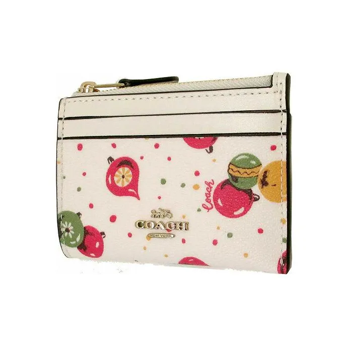 COACH Mini Id Skinny Leather Coin Purse Mini Women's White-1