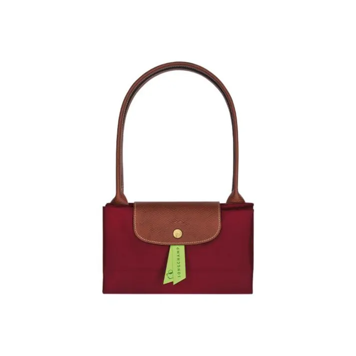 LONGCHAMP Le Pliage Cow Leather Fabric Handbag Shoulder Bag Women's Burgundy-3