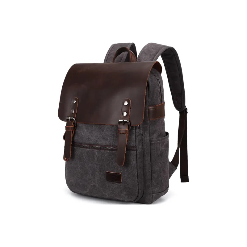 Slazenger Canvas With Top Grain Cow Leather Backpack Regular Unisex Multicolor-6