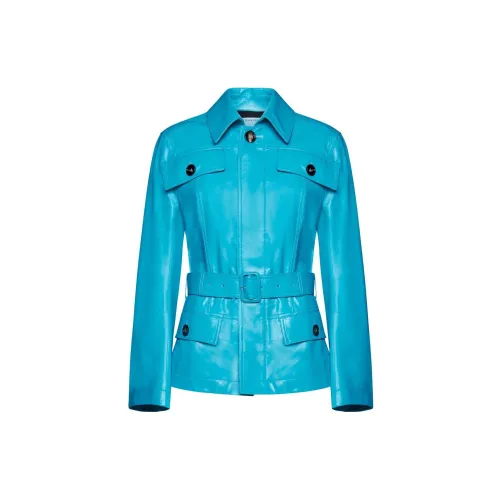 Bottega Veneta Leather Jackets Women's Blue