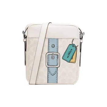 COACH Hudson Cow Leather Shoulder Bag, Crossbody Bag Small Size Men's White