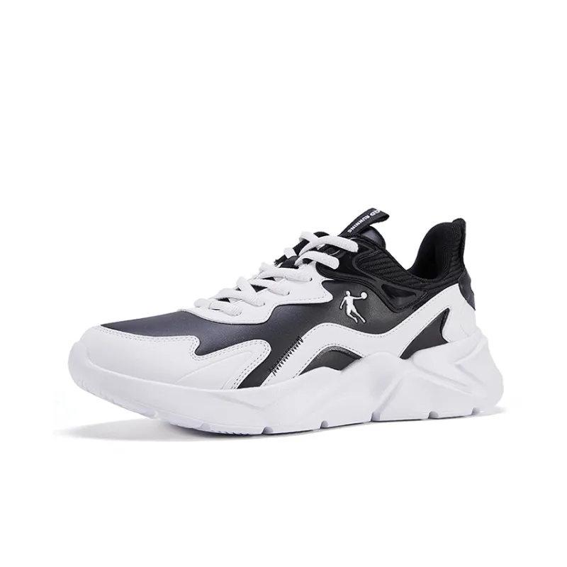 QIAODAN Anti Slip And Wear Resistant Lightweight Low Top Running Shoes Men's White Black-1