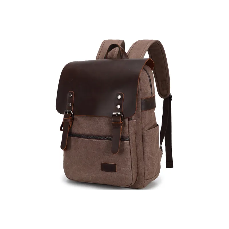 Slazenger Canvas With Top Grain Cow Leather Backpack Regular Unisex Multicolor-1