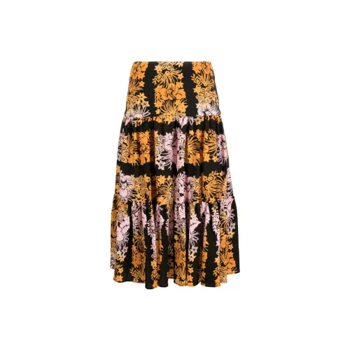 Sandro Casual Long Skirts Unisex Black And Multicolor