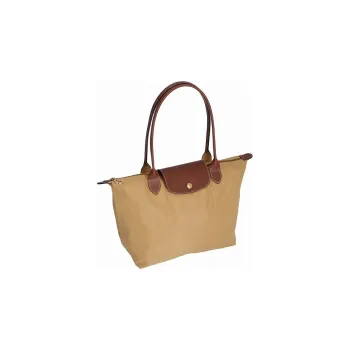 LONGCHAMP Le Pliage Canvas With Leather Tote Bag Shopping Bag Canvas Bag Handbag Shoulder Bag Women's Brown