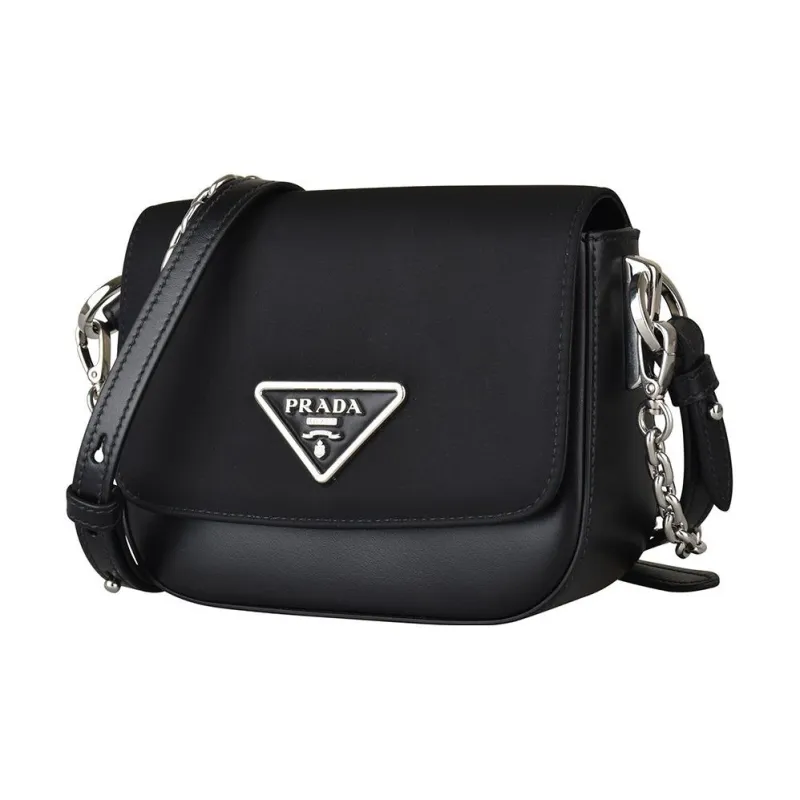 PRADA Fabric With Leather Crossbody Bag, Shoulder Bag Women's Black-2
