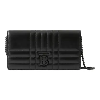 Burberry Sheepskin Leather Wallets Clutches Regular Women's Black