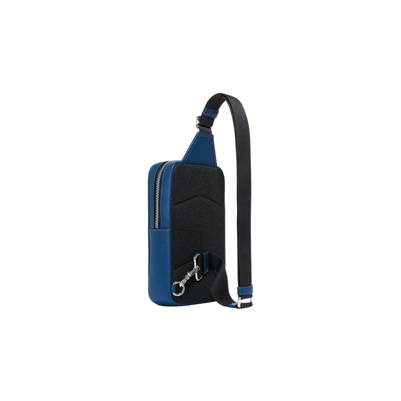 COACH Sullivan Cow Leather With Textile One Shoulder Crossbody Sling Bags Men's Blue-1
