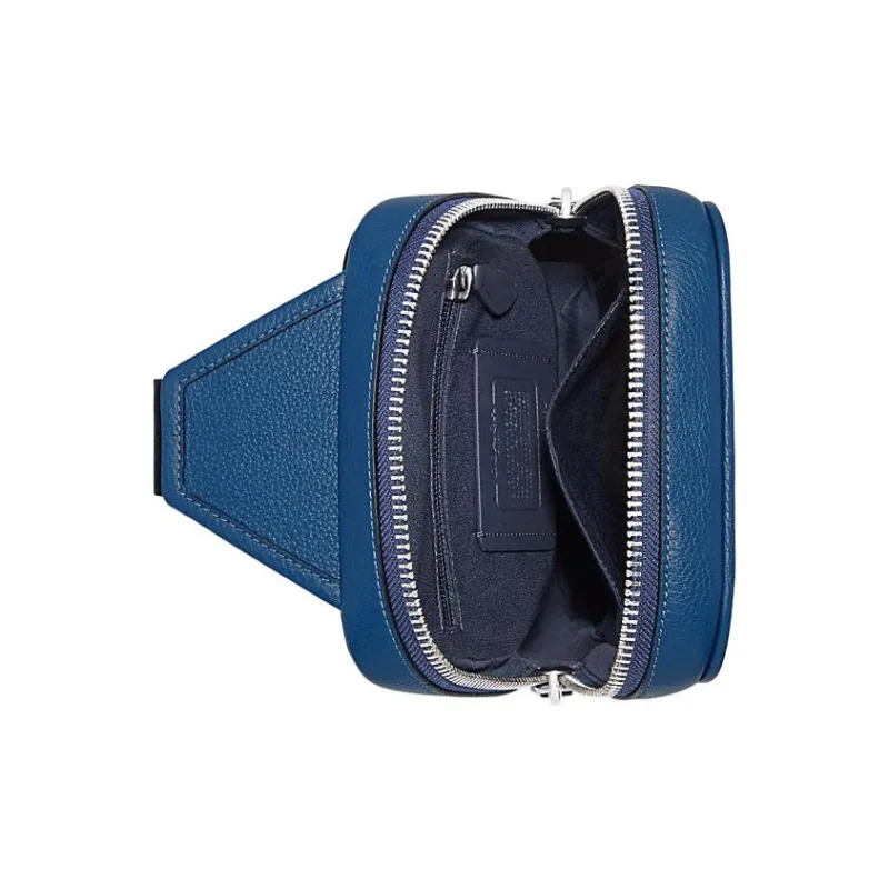 COACH Sullivan Cow Leather With Textile One Shoulder Crossbody Sling Bags Men's Blue-3