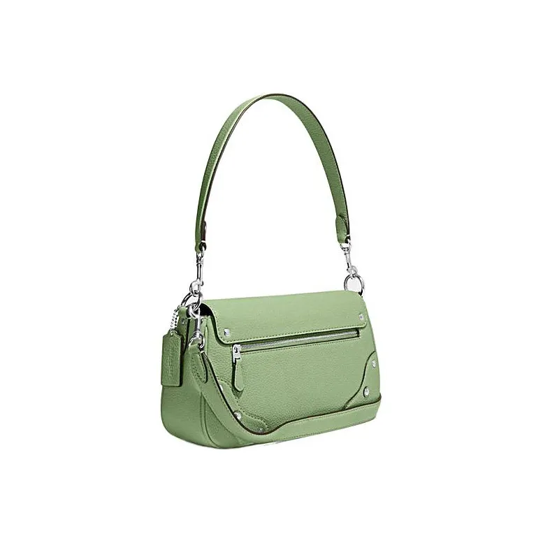 COACH Millie Pebbled Cow Leather Shoulder Bag Crossbody Bag Large Size Women's Green-1