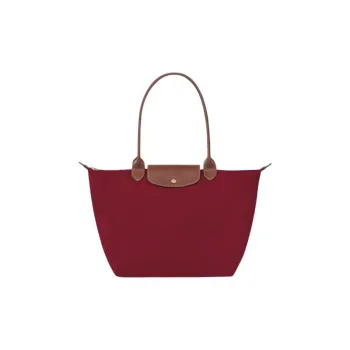 LONGCHAMP Le Pliage Cow Leather Fabric Handbag Shoulder Bag Women's Burgundy
