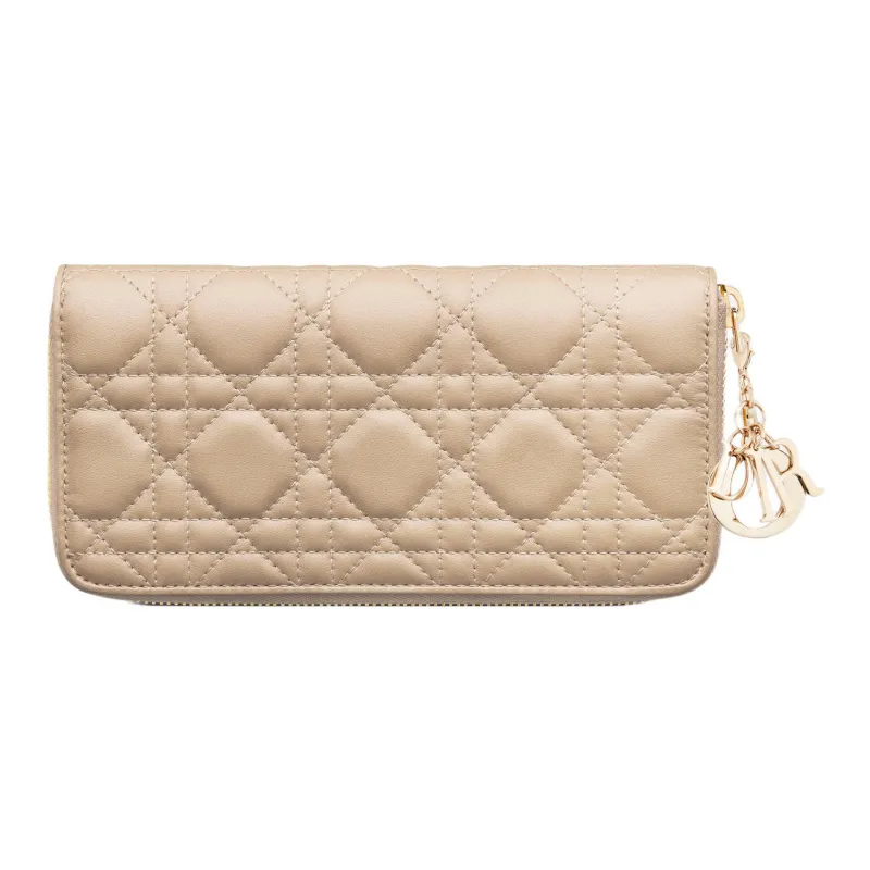 DIOR Lady Dior Lambskin Clutch Card Holder, Wallet Women's Sand-3