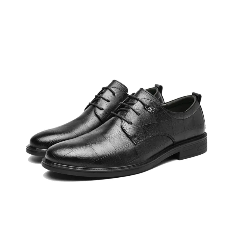 HLA Dress Shoes Men Low Top Black-1