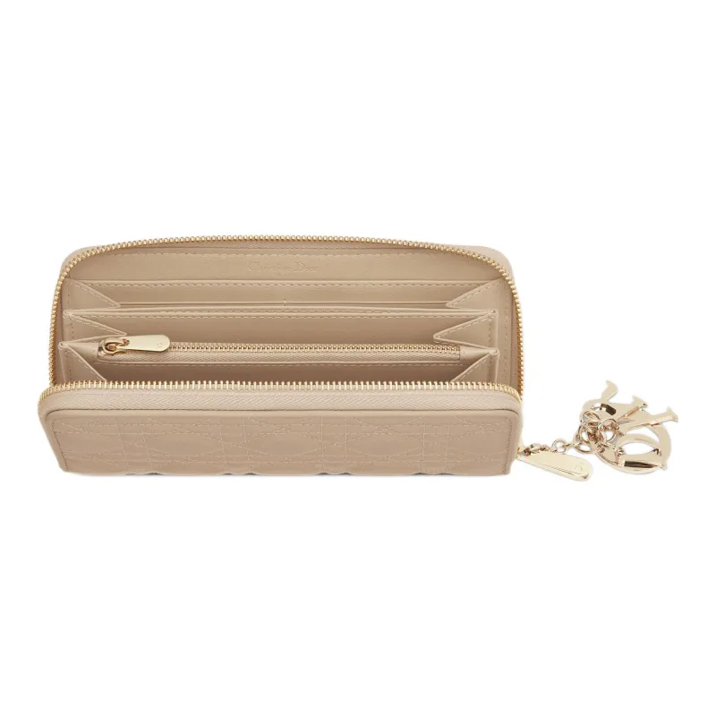 DIOR Lady Dior Lambskin Clutch Card Holder, Wallet Women's Sand-2