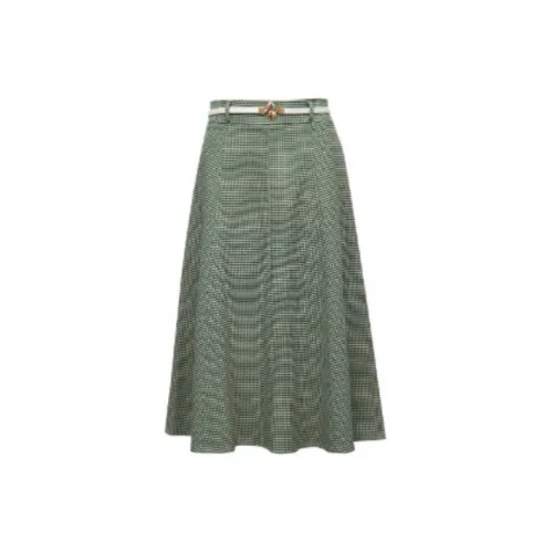 ONLY Casual Long Skirts Women's Green Small Check