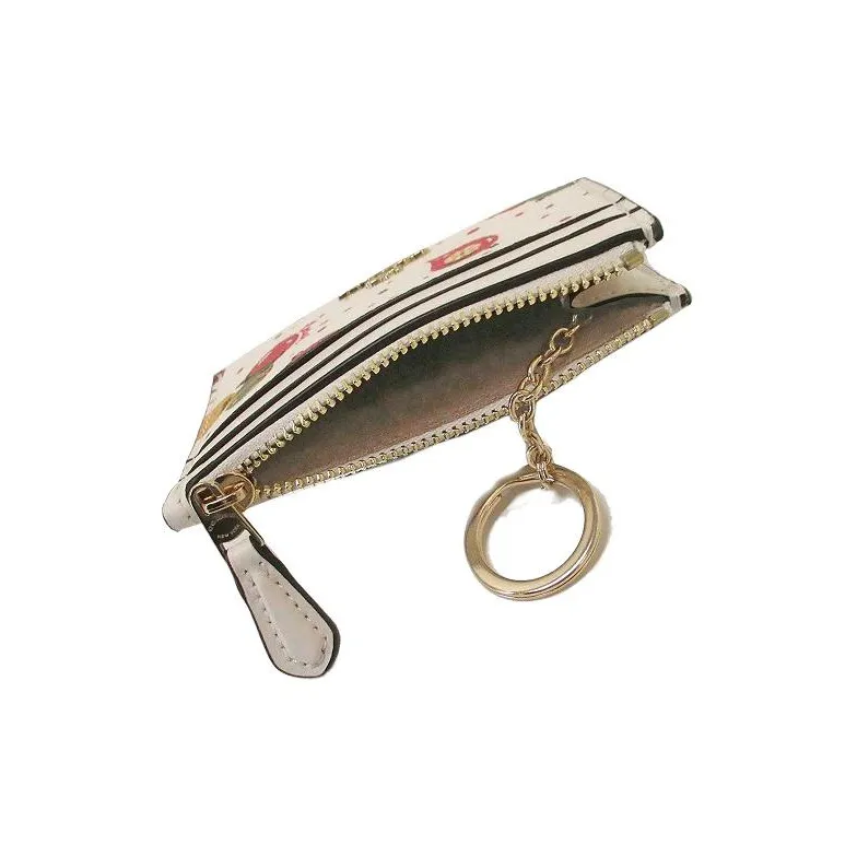 COACH Mini Id Skinny Leather Coin Purse Mini Women's White-2