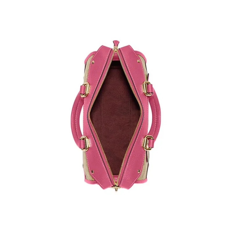 COACH Millie Leather Crossbody Bag, Shoulder Bag Large Size Women's Pink & Khaki-2