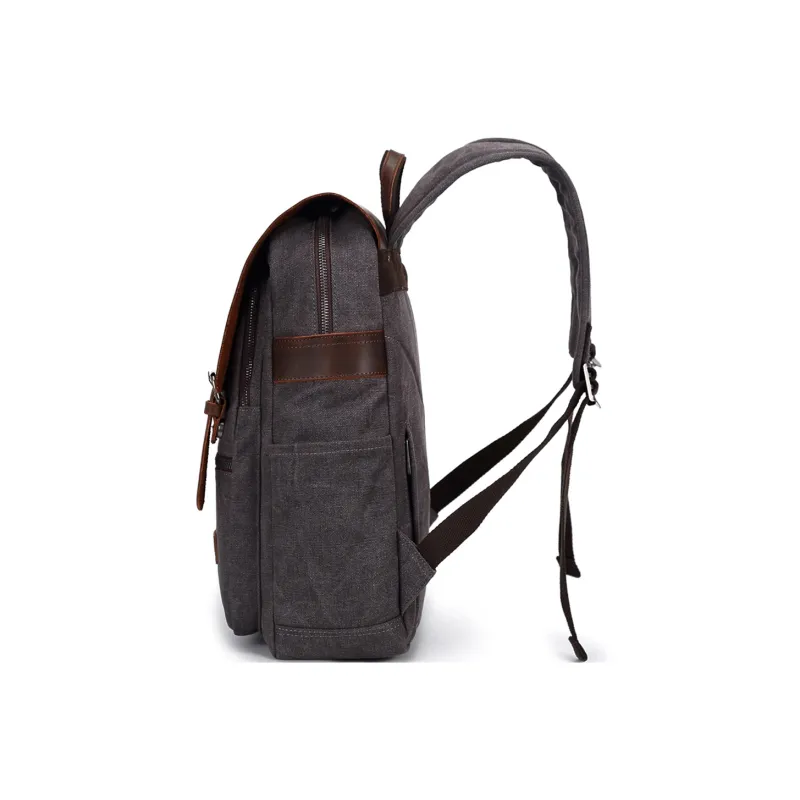 Slazenger Canvas With Top Grain Cow Leather Backpack Regular Unisex Multicolor-7