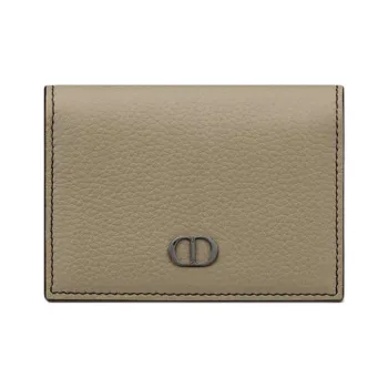 DIOR Grained Calfskin Business Card Holder Zero Wallet Card Holder Men's Green