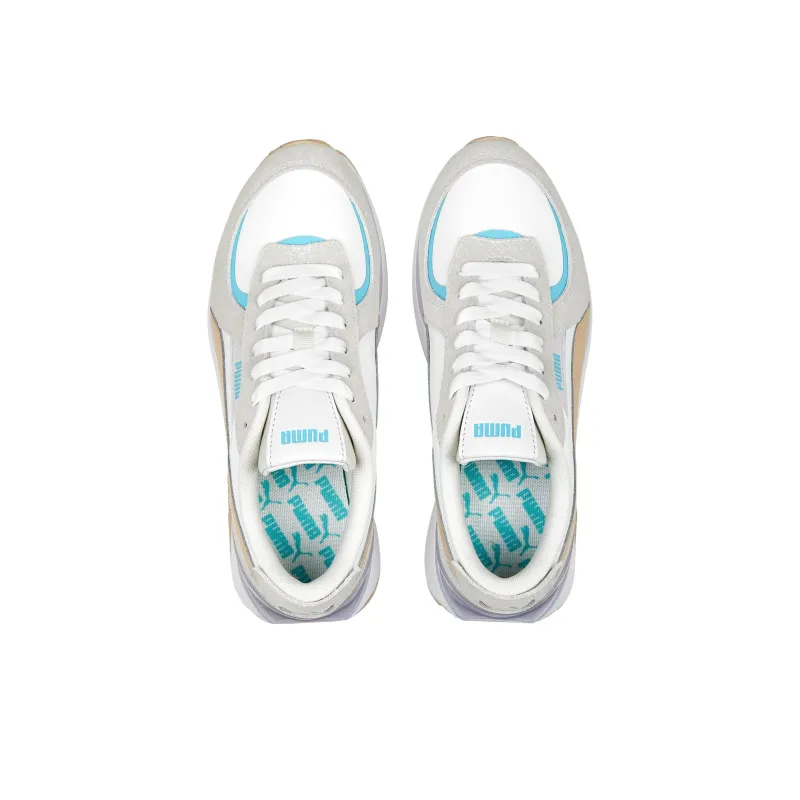 PUMA Spring Fling Cruise Rider Nu Anti-Slip Wear-Resistant Low-Top Sports Casual Shoes Women's White Gray Blue-3