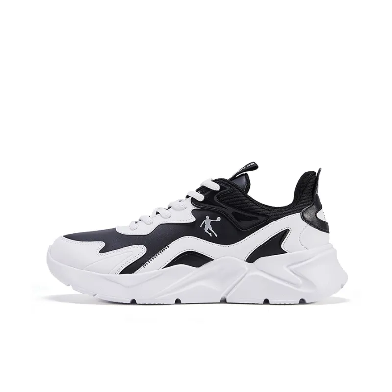 QIAODAN Anti Slip And Wear Resistant Lightweight Low Top Running Shoes Men's White Black-0