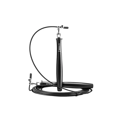 LiNing Fitness Training Non Countable Jump Ropes Adults Aluminum Alloy Controller PVC Steel Wire Rope 3m Black