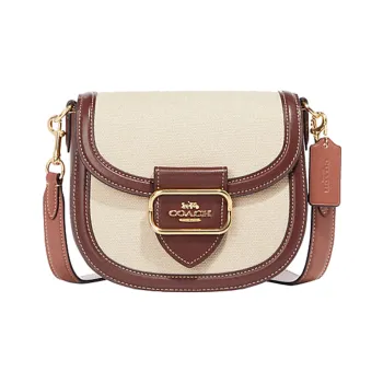 COACH Morgan Cow Leather With Textile Saddle Bag, Crossbody Bag, Shoulder Bag Small Size Women's Red & Beige