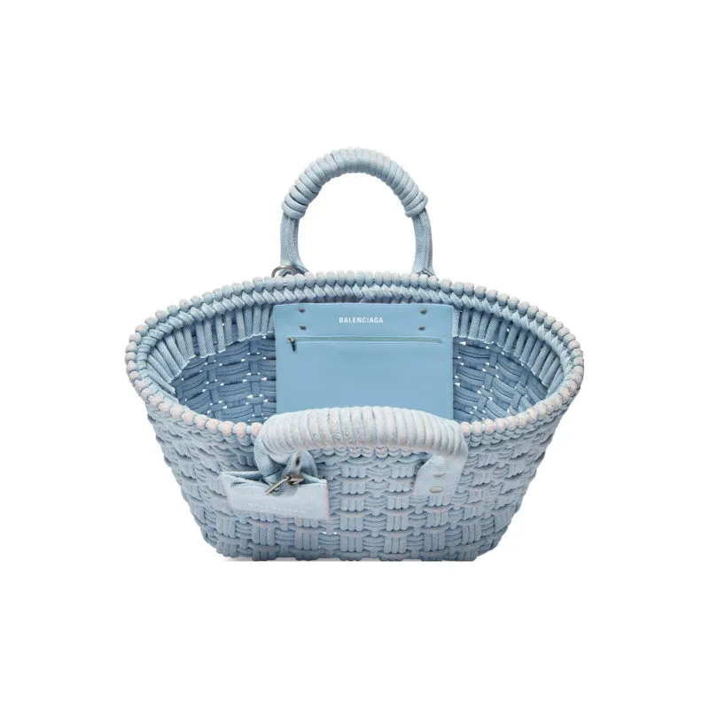 Balenciaga BISTRO Lambskin Handbag Regular Women's Light Blue-3