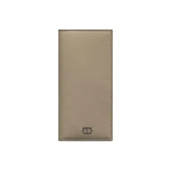 DIOR Grained Calfskin Upright Long Card Holder Wallet Men's Green