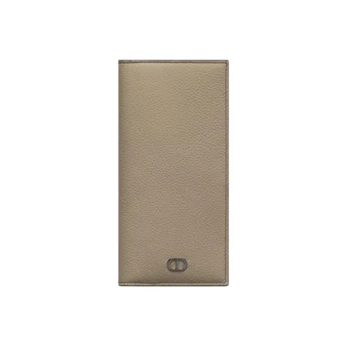 DIOR Grained Calfskin Upright Long Card Holder Wallet Men's Green