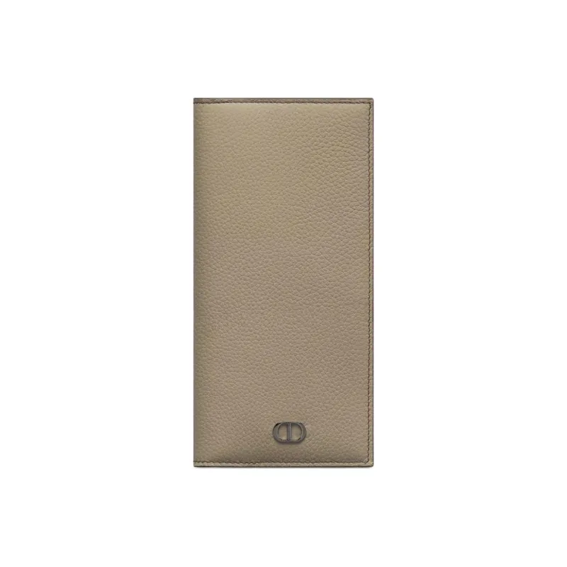 DIOR Grained Calfskin Upright Long Card Holder Wallet Men's Green-0