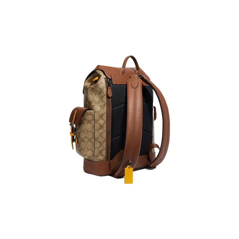 COACH Hudson With Cow Leather And PVC Backpack Tubas Unisex Brown-1
