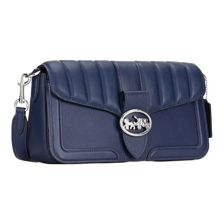 COACH Georgie Leather Shoulder Bag Crossbody Bag Handbag Shoulder Bag Women's Cobalt Blue-2