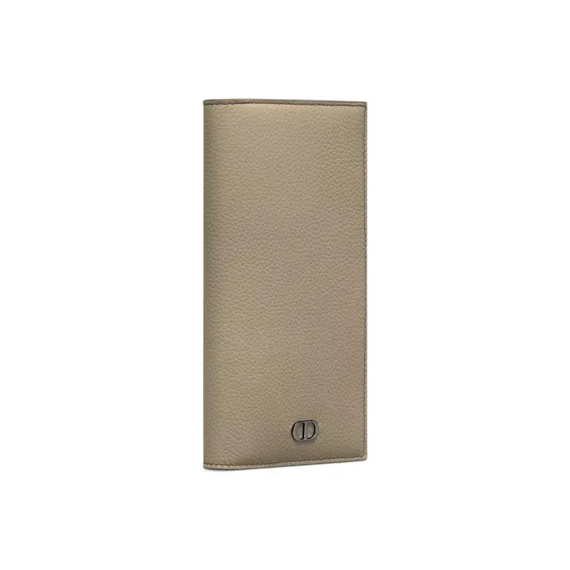 DIOR Grained Calfskin Upright Long Card Holder Wallet Men's Green-1