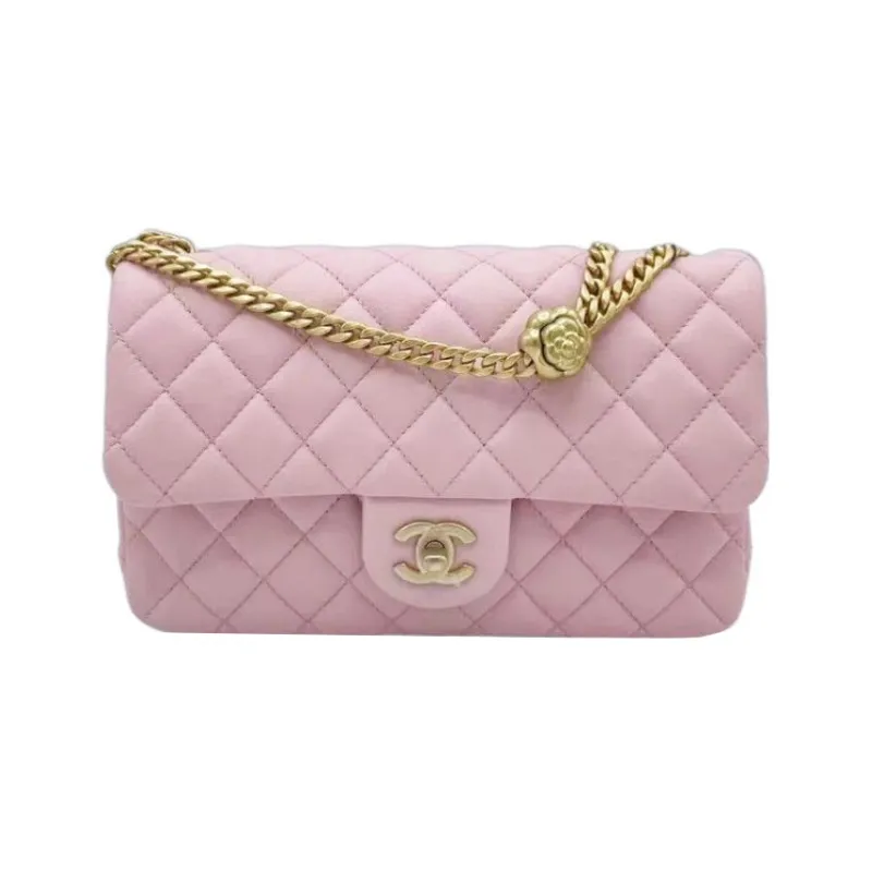 CHANEL Classic Flap CF Sheepskin Shoulder Bag, Crossbody Bag Trumpets Women's Pink-0