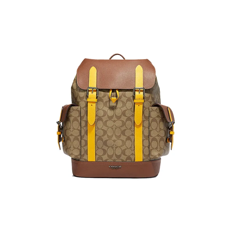 COACH Hudson With Cow Leather And PVC Backpack Tubas Unisex Brown-0