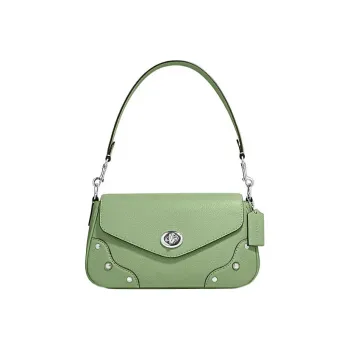 COACH Millie Pebbled Cow Leather Shoulder Bag Crossbody Bag Large Size Women's Green