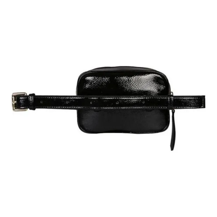 VERSACE JEANS COUTURE Polished Leather Fanny Pack, Sling Bag, Crossbody Bag Women's Black-4