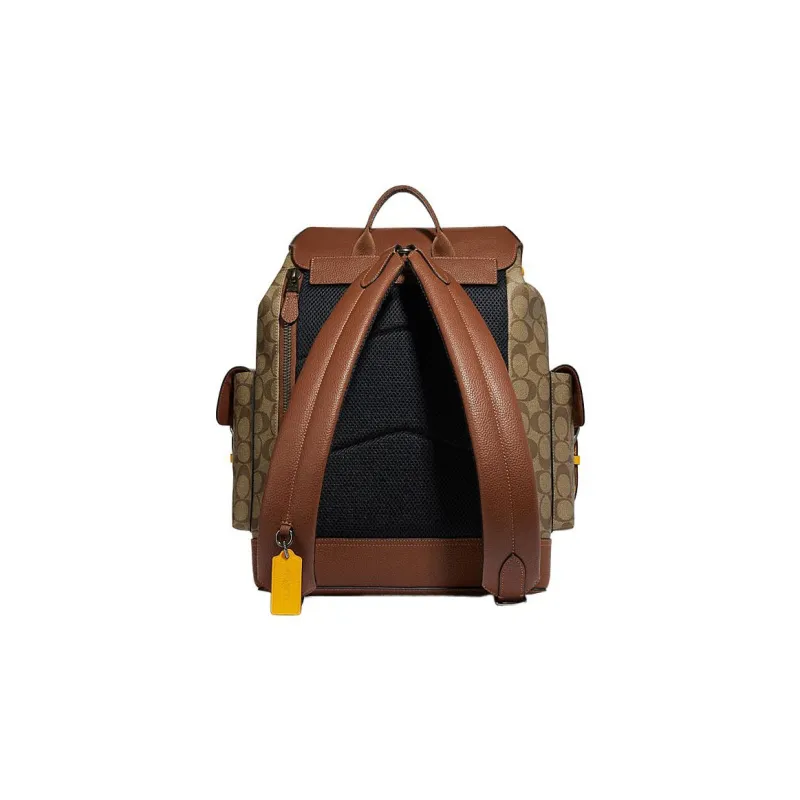 COACH Hudson With Cow Leather And PVC Backpack Tubas Unisex Brown-2
