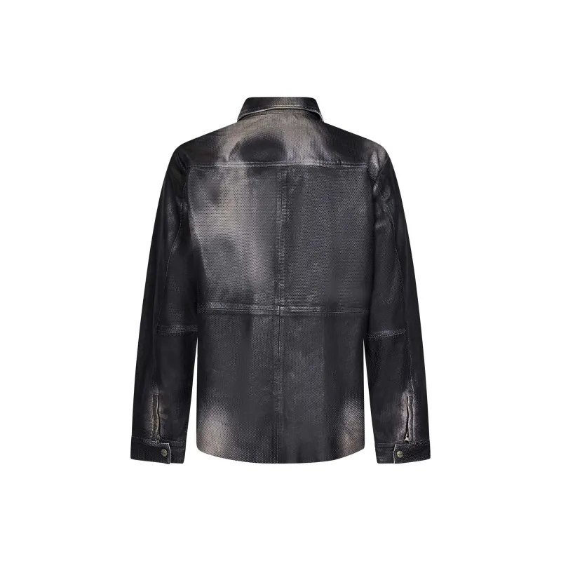 DIESEL Leather Jackets Men Black-1