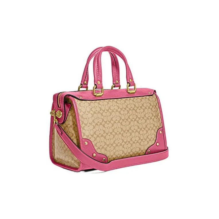 COACH Millie Leather Crossbody Bag, Shoulder Bag Large Size Women's Pink & Khaki-1